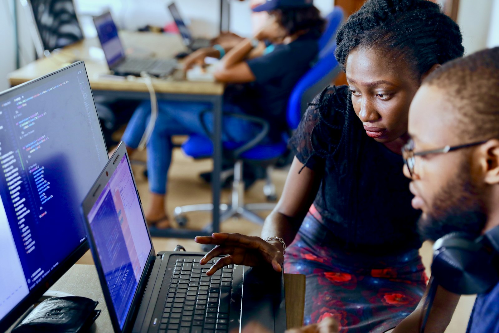 Professionals collaborating in a Lagos, Nigeria office